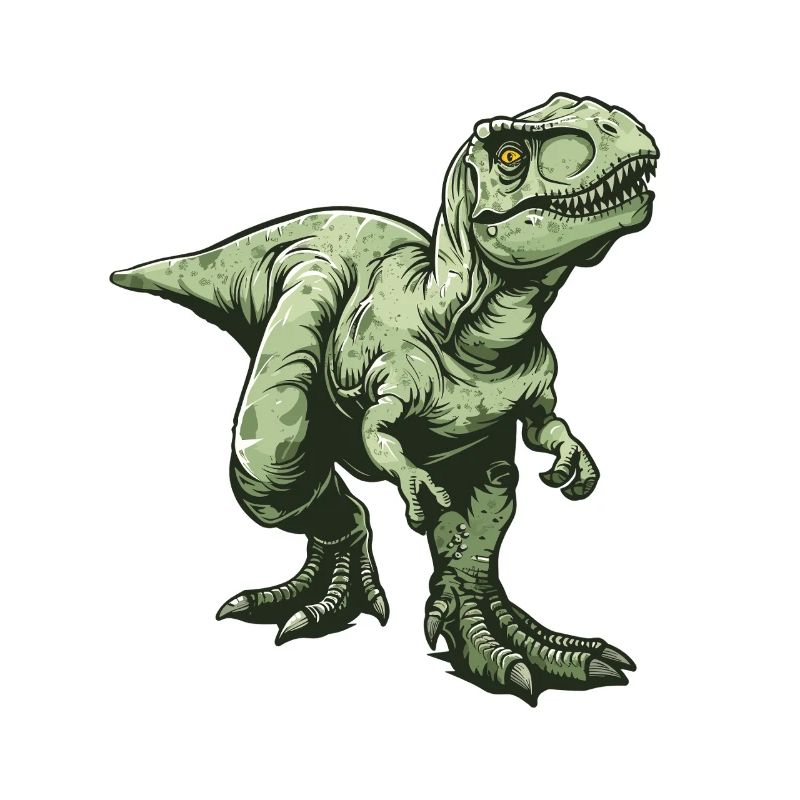 Green Dino T Rex Comic Style