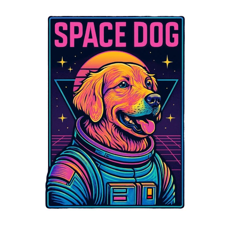 Neon Space Dog Astronaut