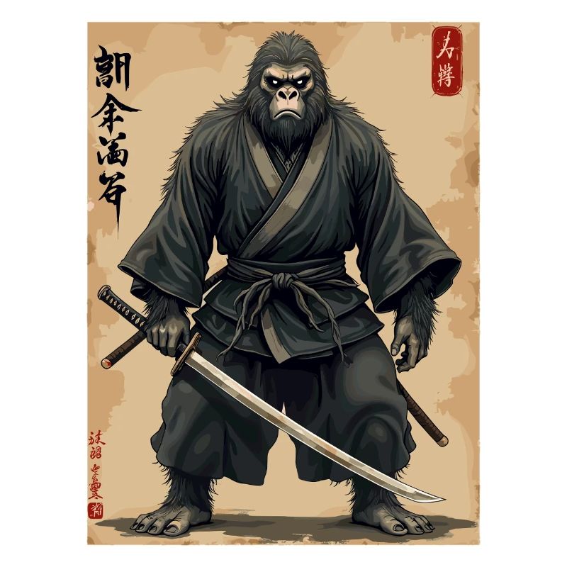 Gorilla Samurai mit Katana