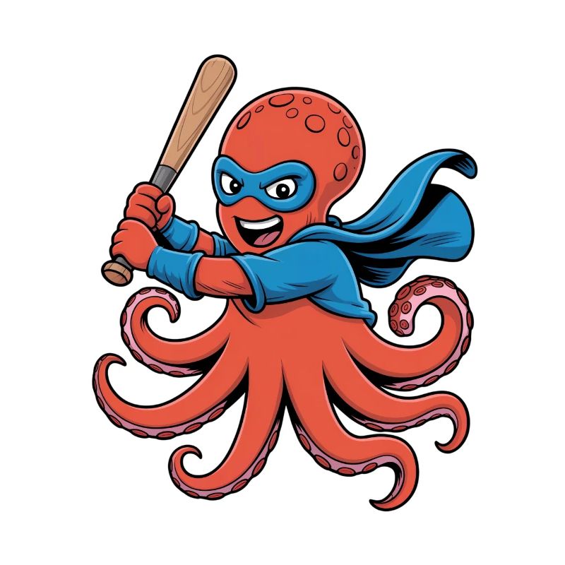 Baseball Octopus Superhero
