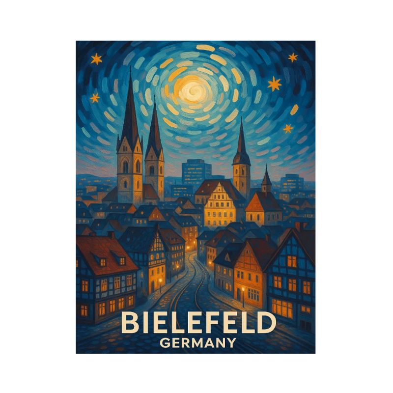 Bielefeld Night Panorama Skyline