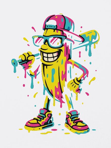 Coole Bananenfigur Mit Baseballschläger