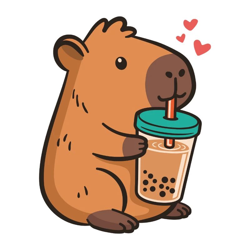Capybara Bubble Tea Kawaii Boba Tee Milchtee