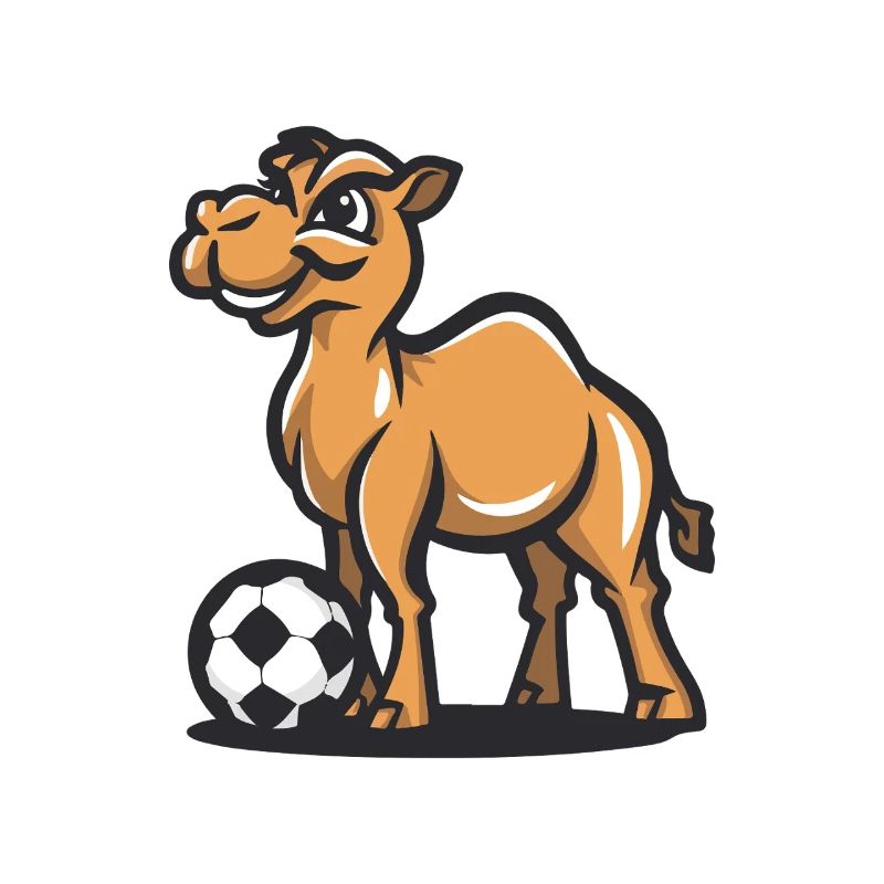 Kamel mit Fußball Cartoon