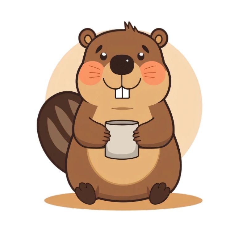 Liebenswerter Biber mit Tasse