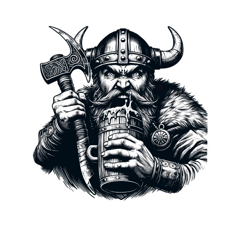Wikinger mit Axt und Bierkrug Illustration