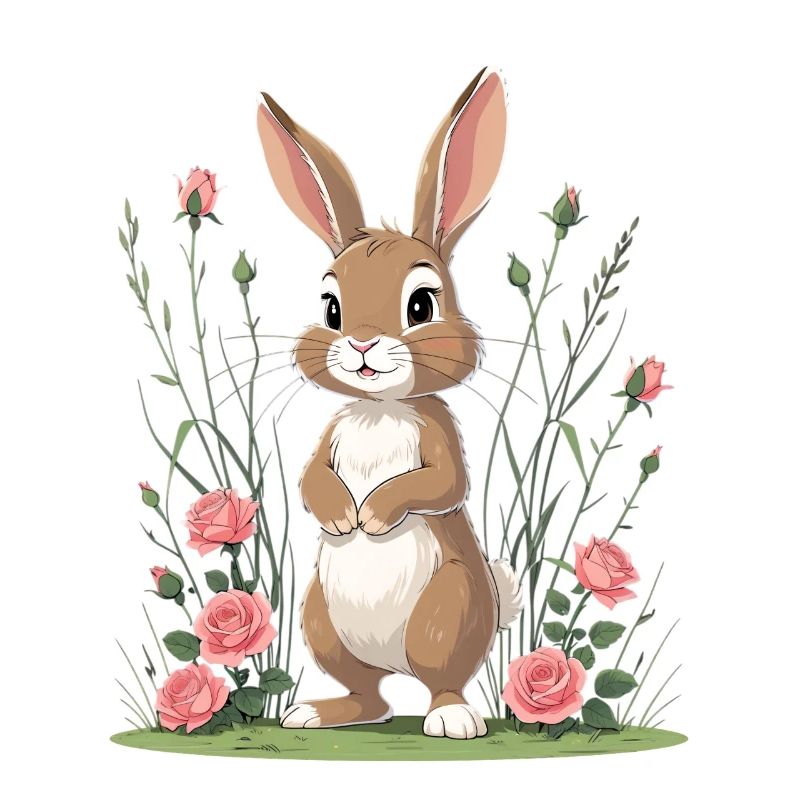 Hase im Rosengarten
