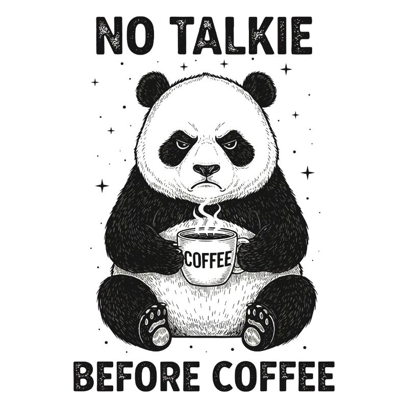 Pas de conversation devant un panda amateur de café