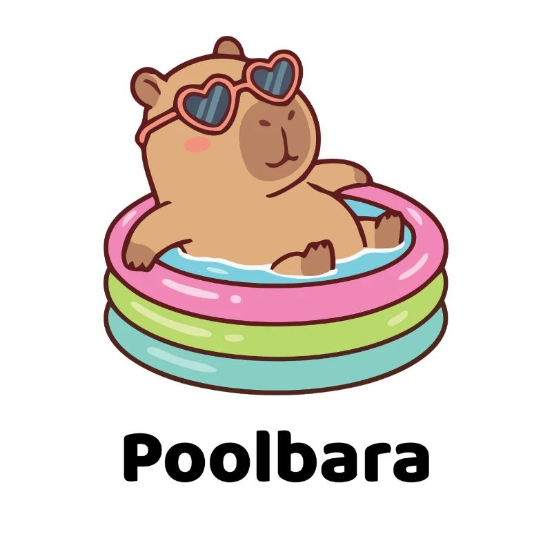 Bärchen/Capybara im Planschring mit Sonnenbrille