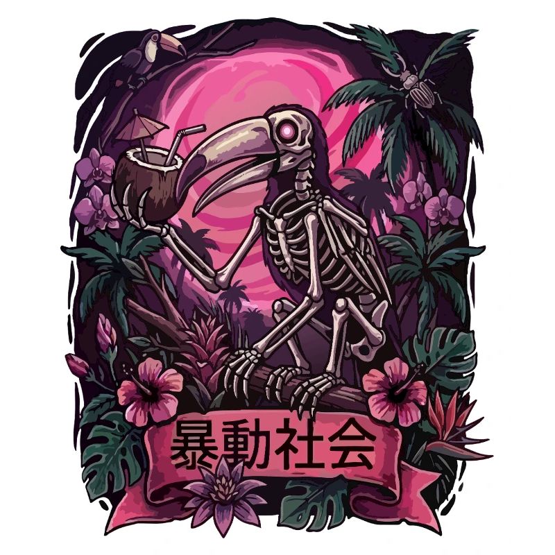 Neon Jungle Skeleton Parrot