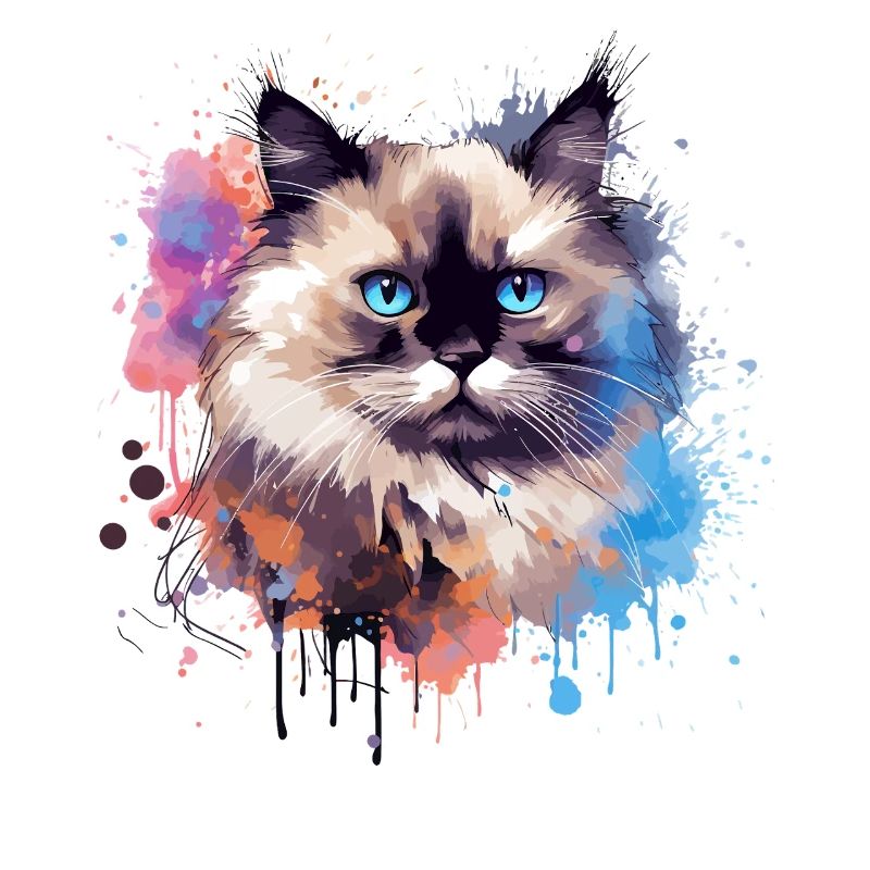 Splash Art Birman-Katzengesicht bunt