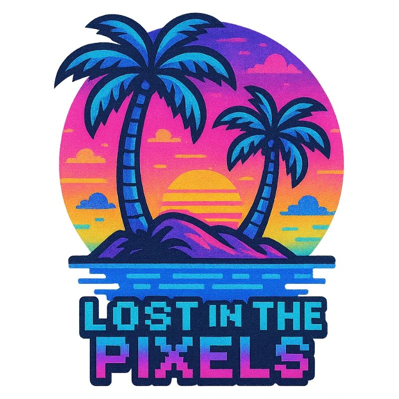 Pixelated Tropical Sunset Design