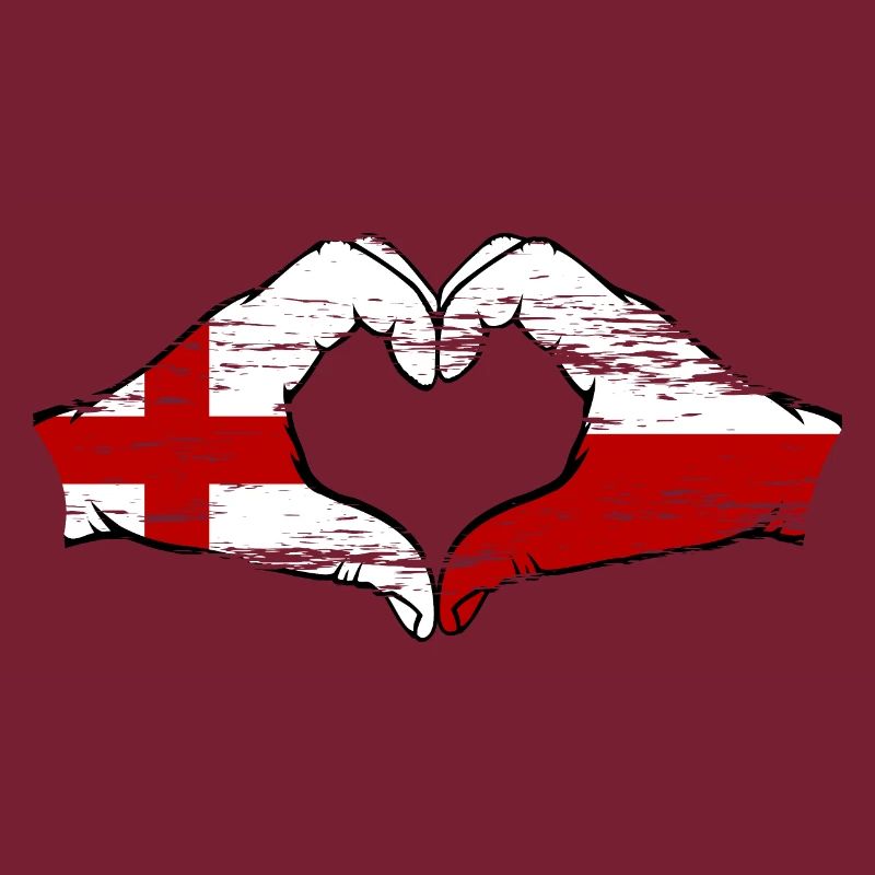 Angleterre Pologne drapeau forme coeur utilisé