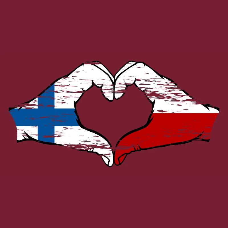 Finlande Pologne drapeau coeur forme utilisé