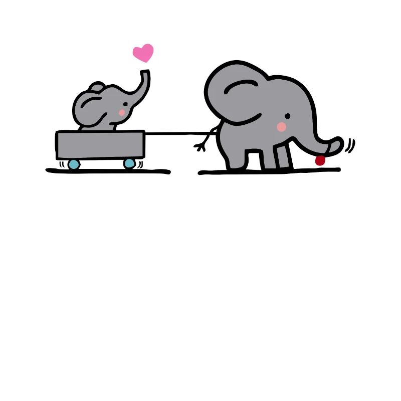 Großer Elefant zieht kleinen Elefanten