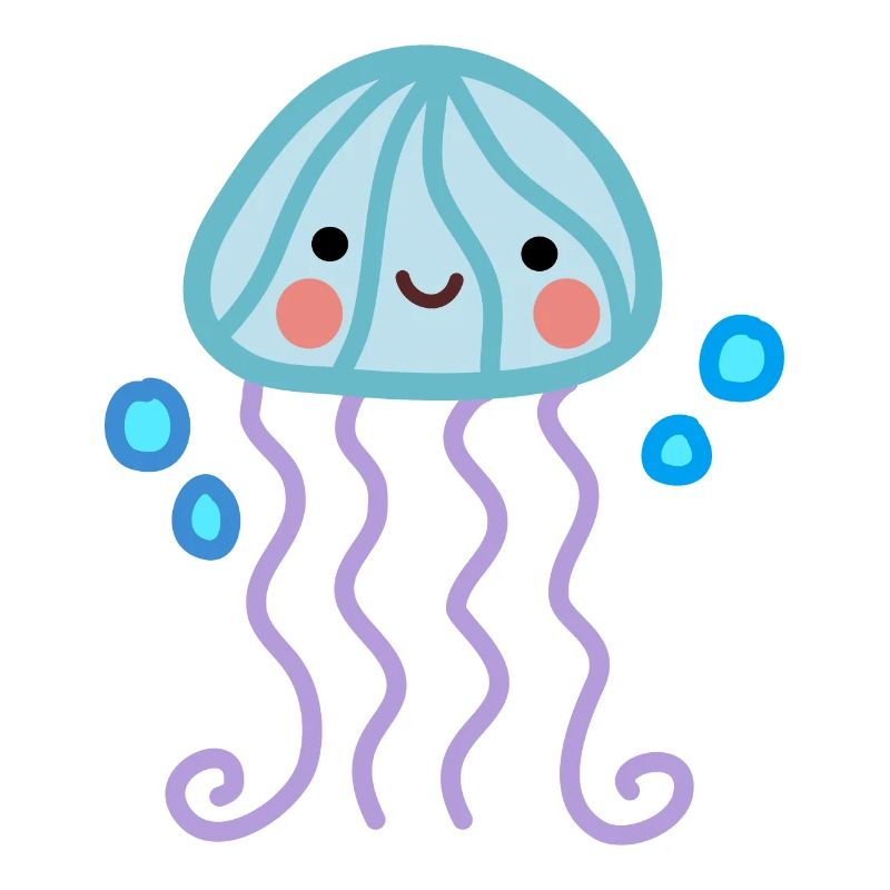Mignon et joyeux, méduses kawaii heureuses