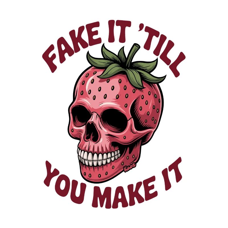 Strawberry skull with cheeky saying