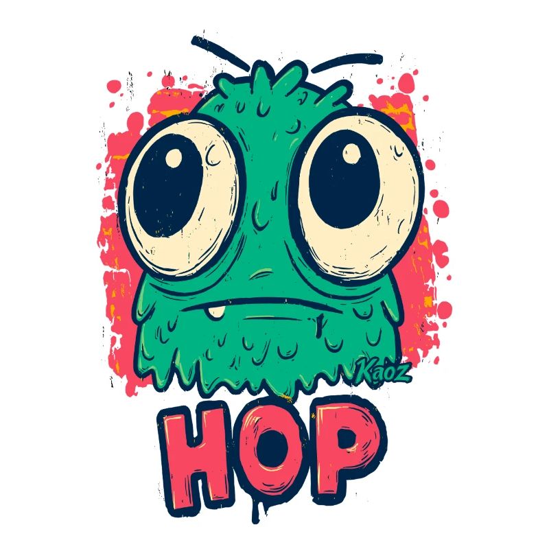 Monstre mignon avec de grands yeux Hop