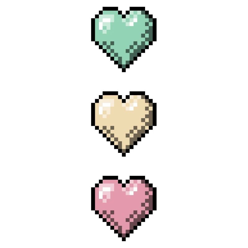 Retro Pixel Art Hearts Stack