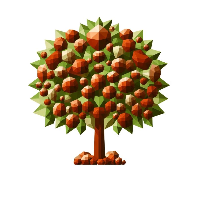 A deciduous chestnut tree in polygon style