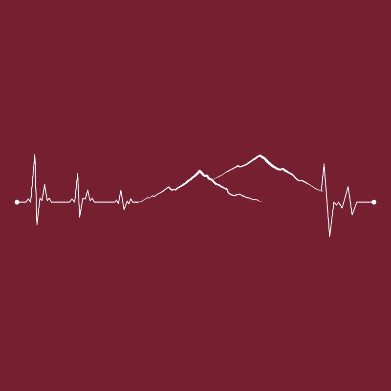 Mountain Range with Heartbeat Line Design