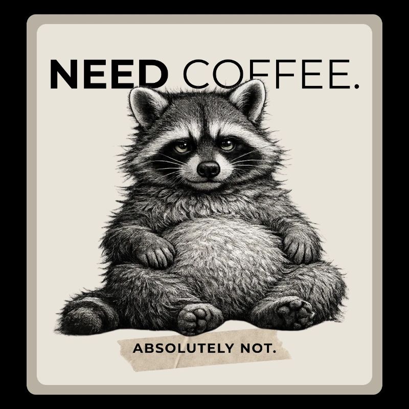 Need Coffee Lazy Raccoon Meme