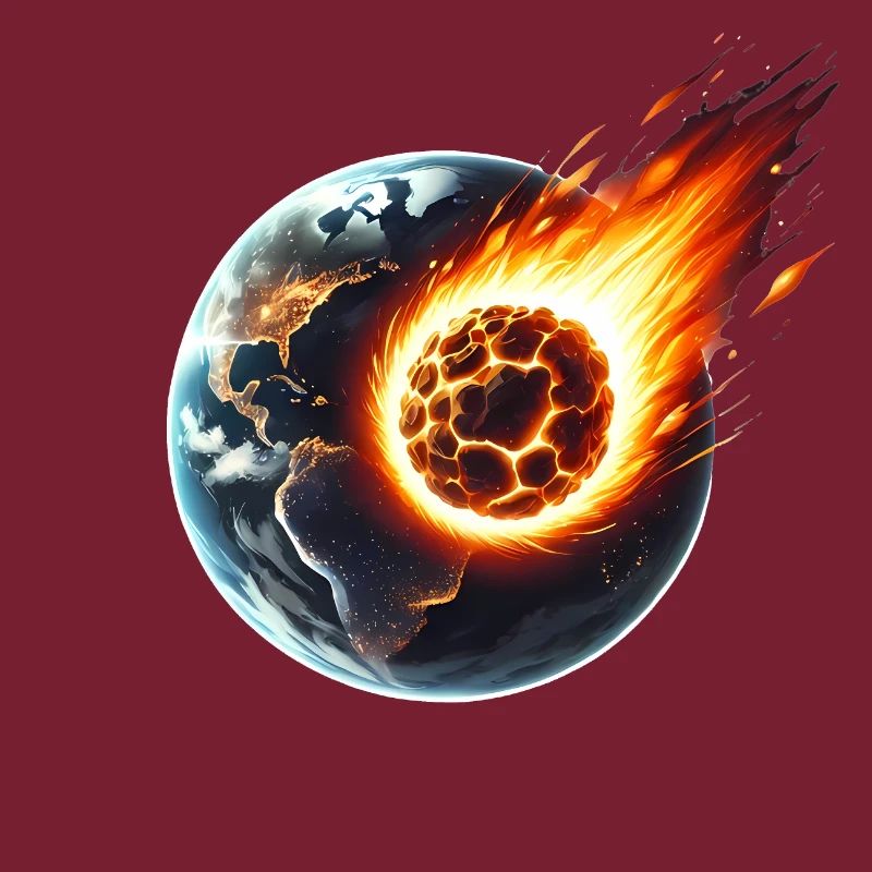 Fiery Asteroid Impact on Earth