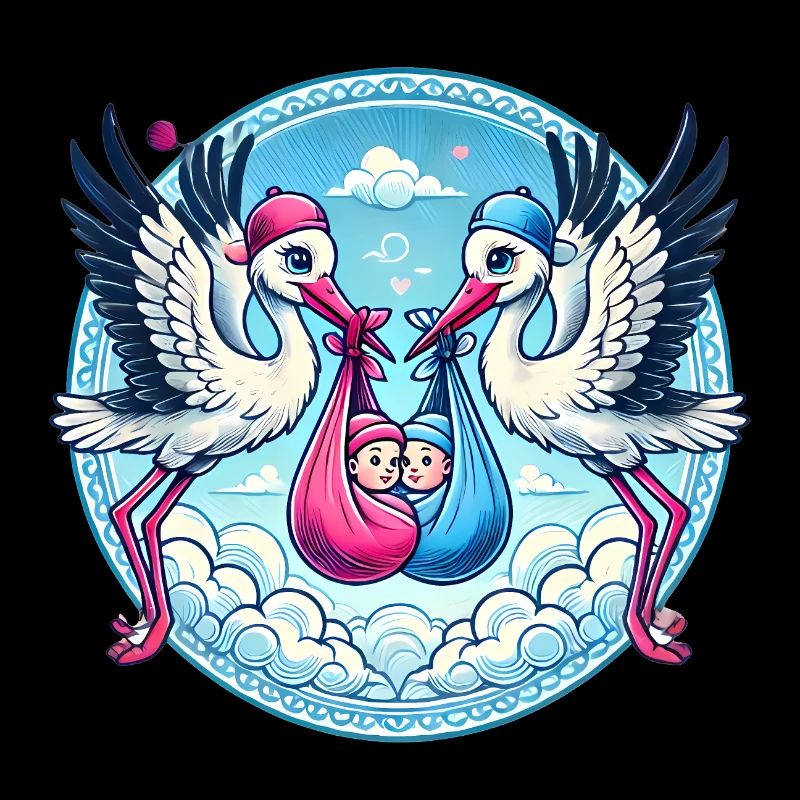 Rosa oder Blauer Storch Baby Bundle Design