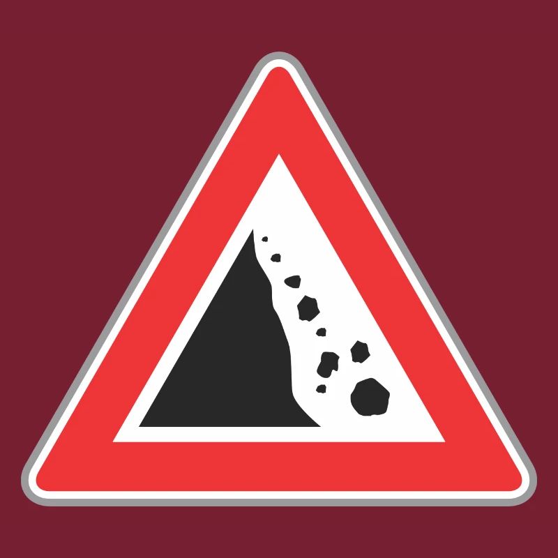 Road sign Stone fall