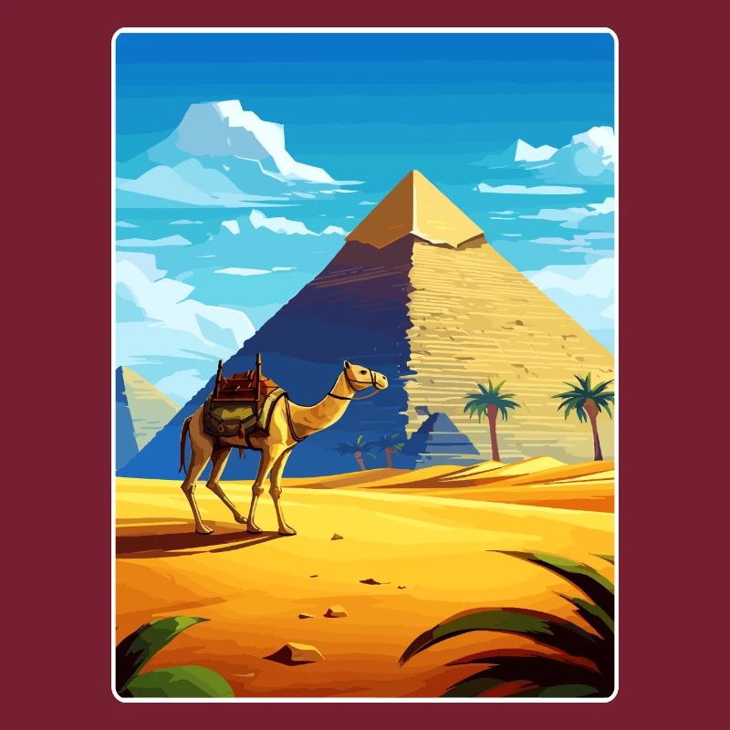 Le Caire, Égypte, Grandes Pyramides De Gizeh, Affiche De Voyage