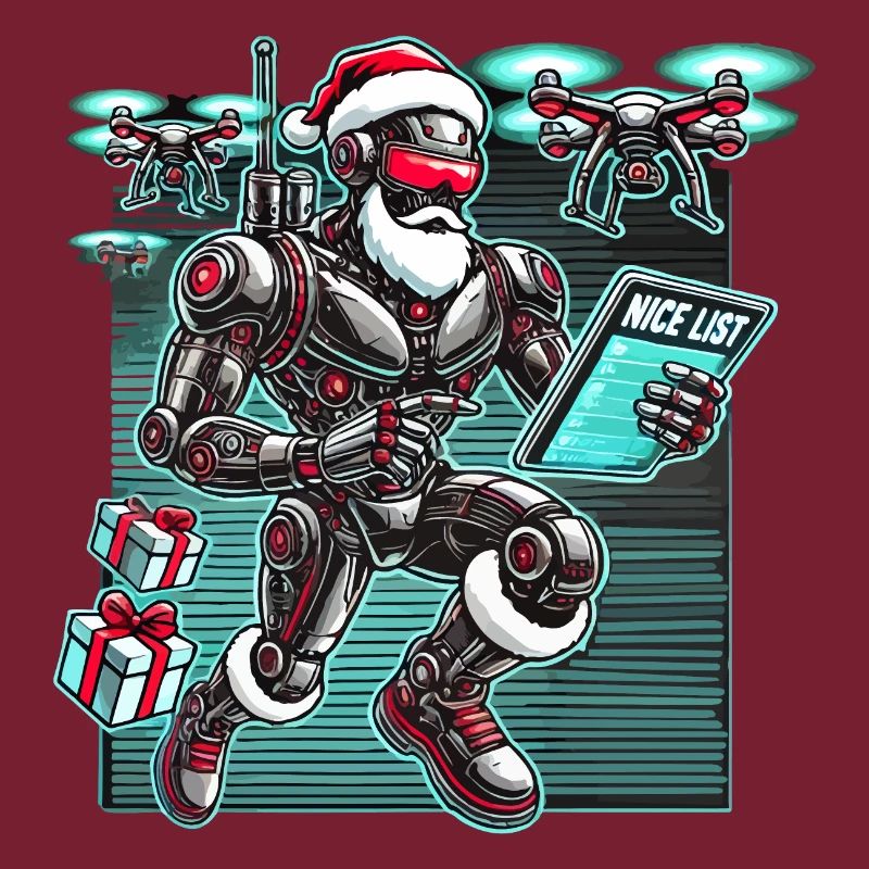 AI Santa Robot with Drones Future Christmas Helper
