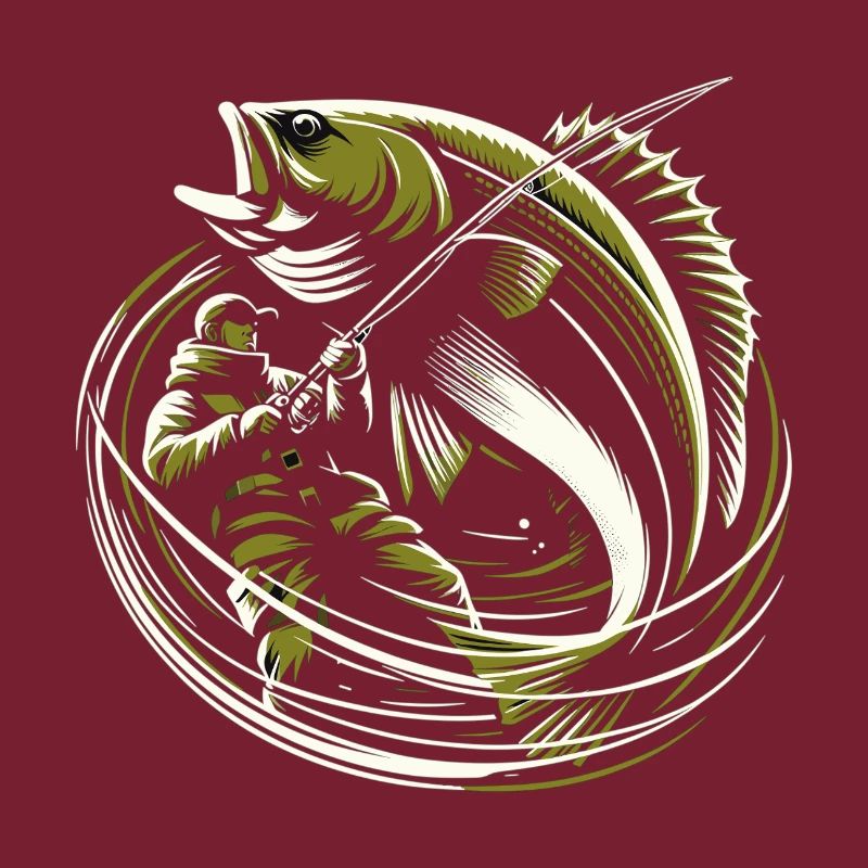 Pêche Pêcheur Morue Poisson Géant Vert Olive Cadeau