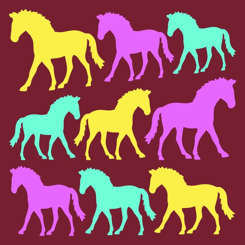 6 chevaux silhouette équipe cavalier équitation amis mignon