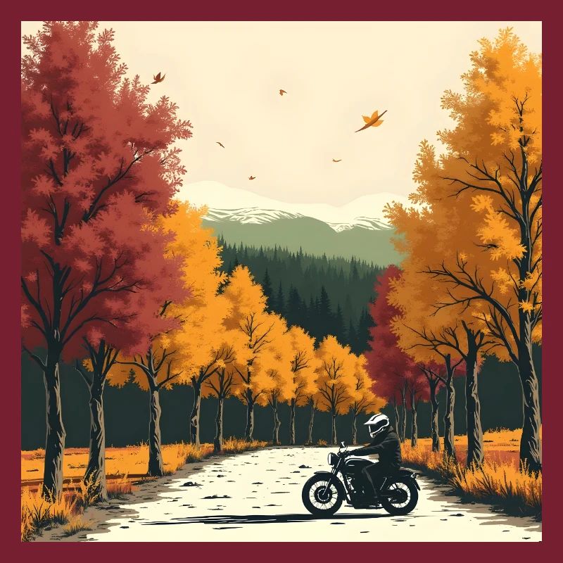 Rangée d’arbres à impression en bloc + vélo