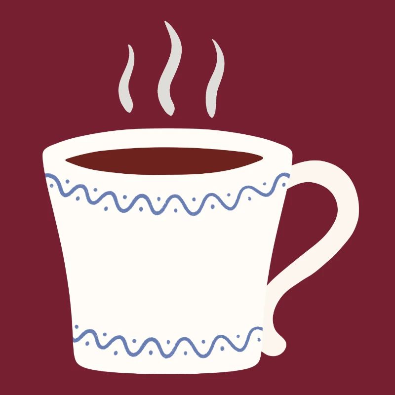 Steaming Mug with Blue Wave Trim