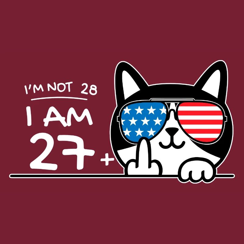 Ich bin nicht 28, ich bin 27 plus 1 Mittelfinger Katzenflip