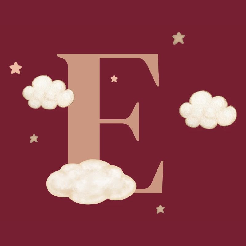Letter e clouds stars