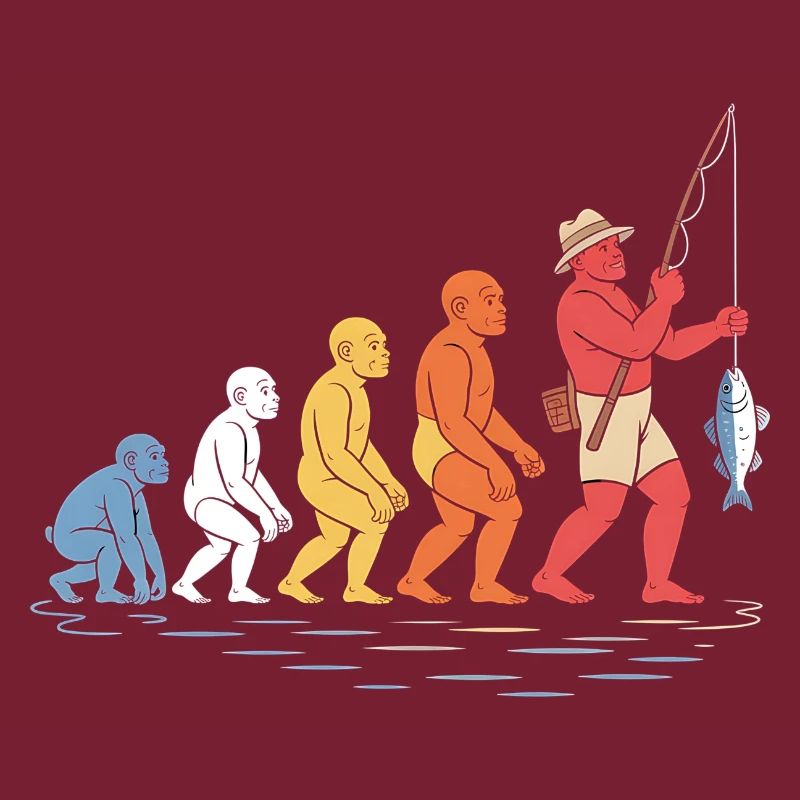 Die Evolution des lustigen menschlichen Fischerfischens