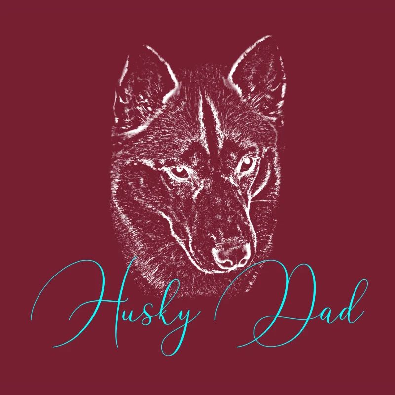 Husky Dad Silhouette Neon Script