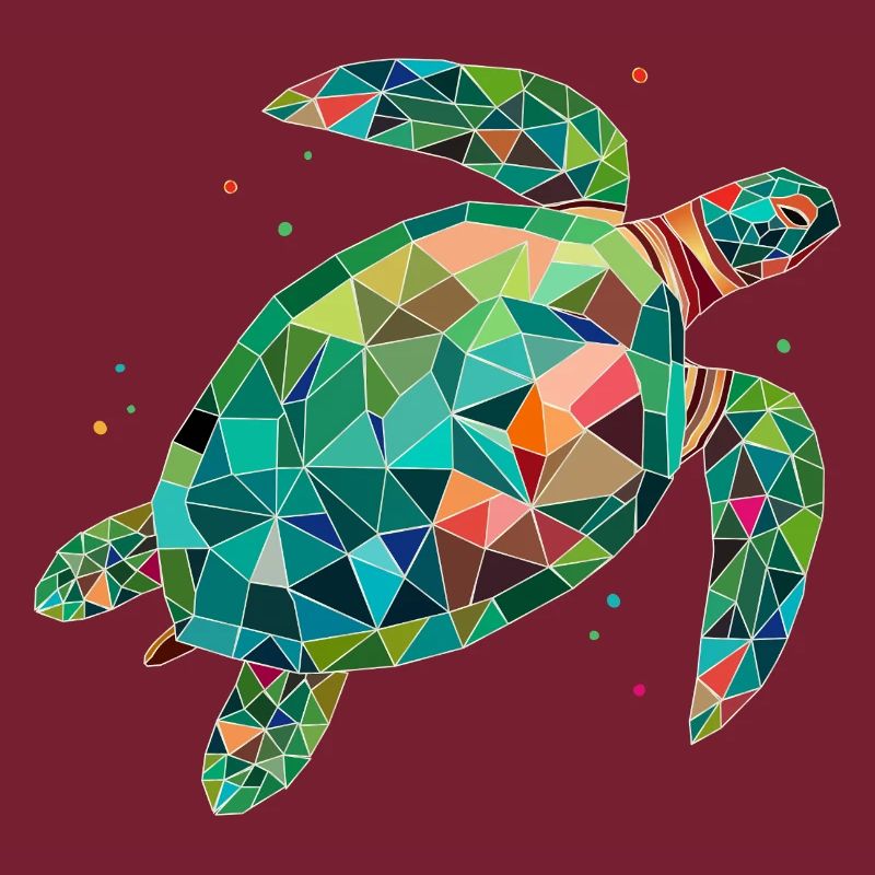 Tortue d’eau colorée - Conception de mer colorée