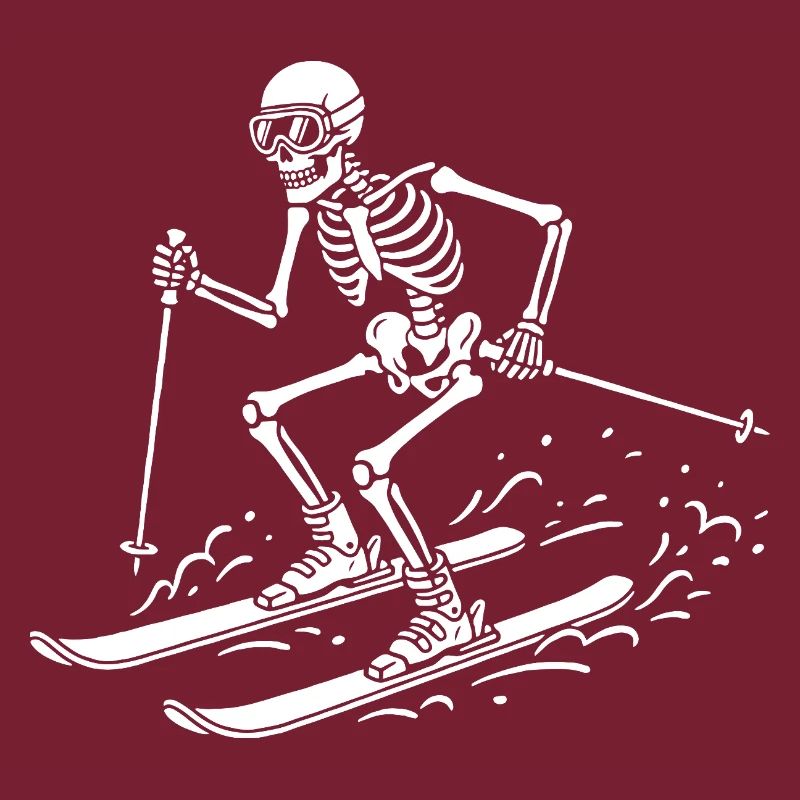 Skeleton Skier on Snow Waves