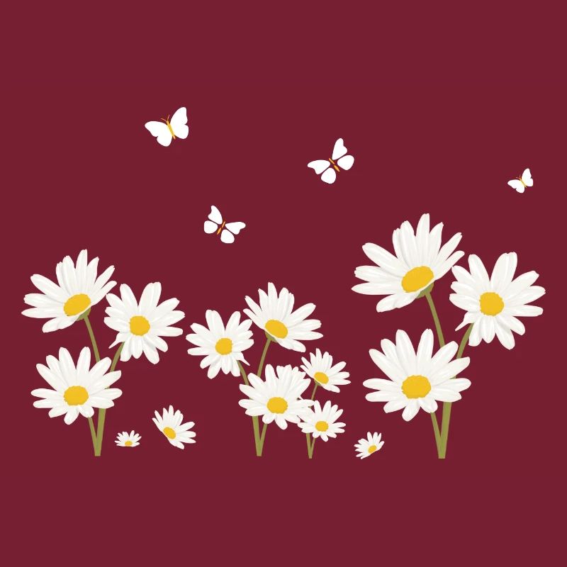 Blumen, Gänseblümchen und Schmetterlinge