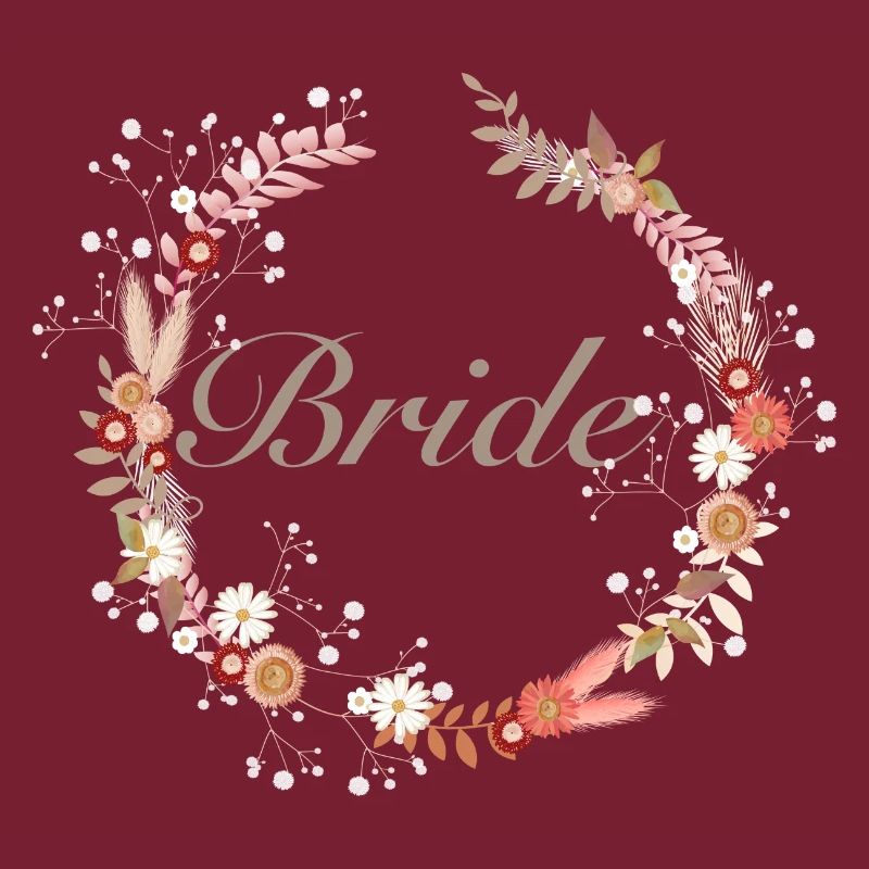 Couronne de mariée dans des tons délicats avec lettrage