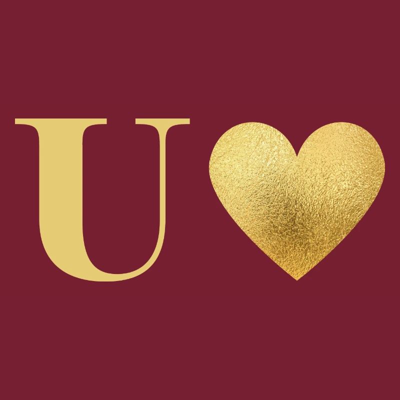 Buchstabe u goldenes Herz