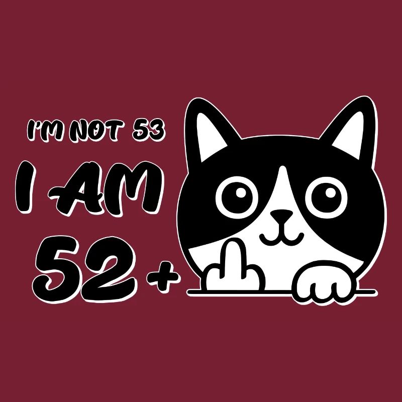 Ich bin nicht 53, ich bin 52 plus 1 Mittelfinger Katzenflip