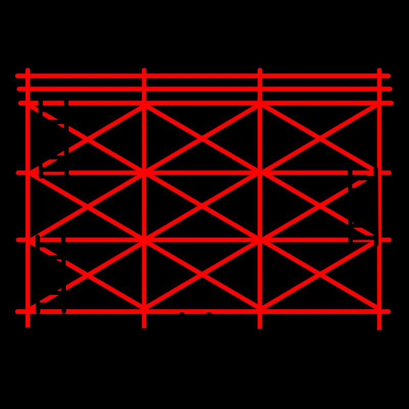 Rotes Gerüst mit schwarzer Stufenkonstruktion