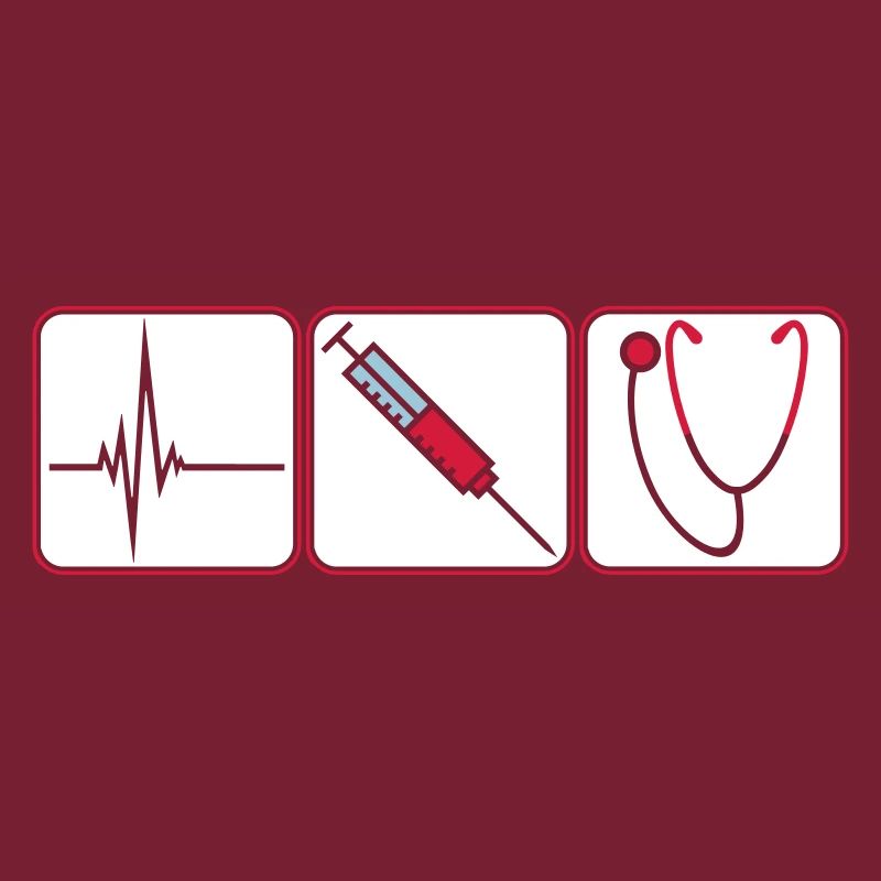 3 logo de seringue de bouton de docteur Écoute au stéthoscope