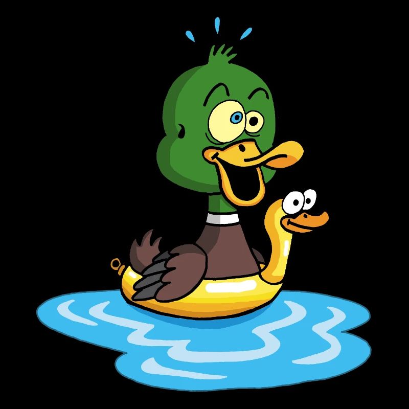 The duck learning to swim