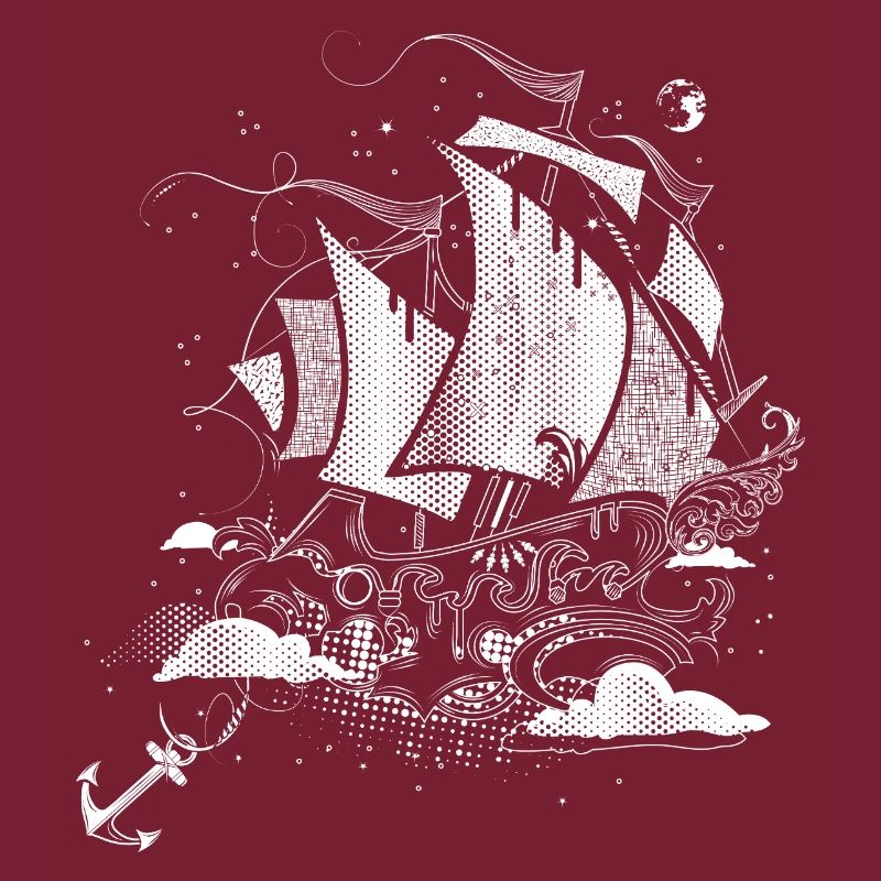 Fantastisches Segelschiff Retro-Illustrationsstil