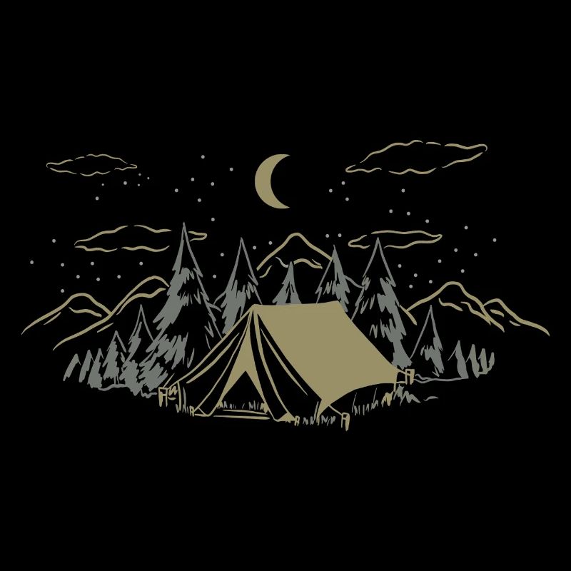 Night Camp Tent in Pines